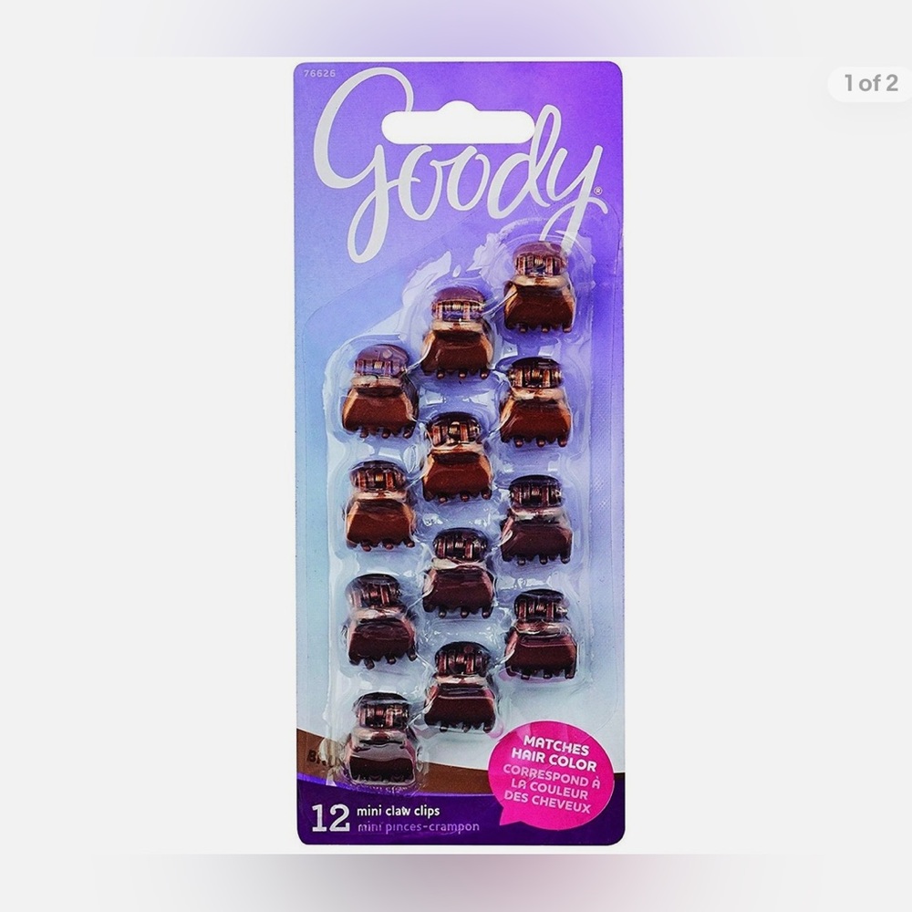 Goody Brunette Mini Slide Proof Claw Clips 12 ct